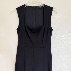Lulus Wide Leg Jumpsuit Womens S Black Square Neck Sleeveless Minimalist Elegant